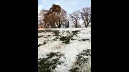 Snowboarder Jumps A Ramp And Fails