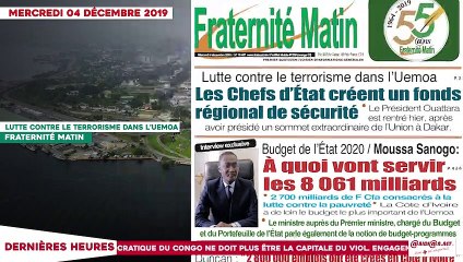 TITROLOGUE DU 04 DECEMBRE 2019 / Affaire CEI ,modification de la constitution: Guikahué répond aux contre-vérités du président de la république