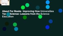 About For Books  Improving How Universities Teach Science: Lessons from the Science Education