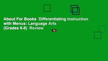 About For Books  Differentiating Instruction with Menus: Language Arts (Grades 6-8)  Review