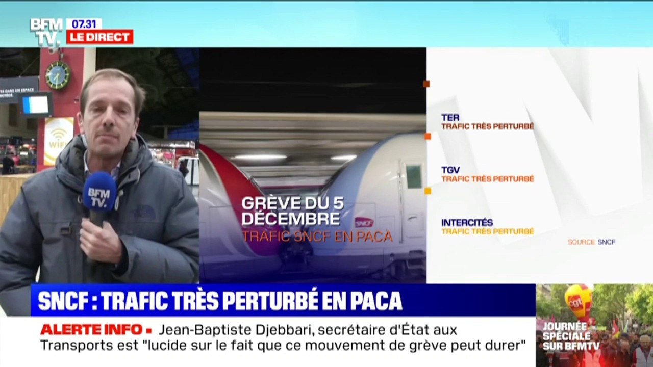 La gare de Marseille-Saint-Charles quasi déserte ce matin, moins d'un train sur dix circule