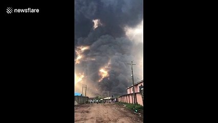 Black smoke fills the sky after pipeline explosion in Lagos
