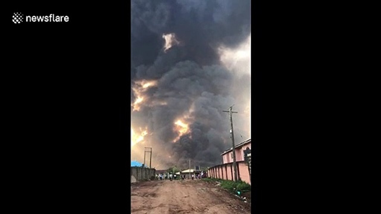 Black smoke fills the sky after pipeline explosion in Lagos