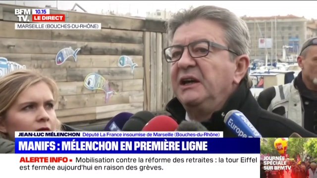 Jean-Luc Mélenchon sur la grève: Même Madame Le Pen dit qu'il faut manifester, c'est un grand progrès