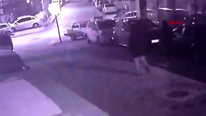 Park halindeki otomobile zarar verdi, kamera görüntüledi