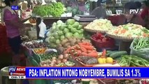 PSA: Inflation nitong Nobyembre, bumilis sa 1.3%