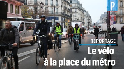 Grève du décembre à vélo avec les Parisiens Le Parisien