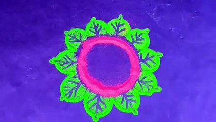 2 minutes rangoli. सिर्फ २ मिनिट में रंगोली से बनाए सुन्दर सा फूल।