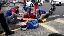 Batida de trânsito deixa motociclista ferido na Rua Jorge Lacerda