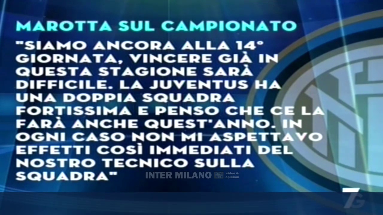 Video IN VISTA DI INTER-ROMA * MAROTTA: LA JUVE CE LA FARA' ANCHE QUEST'ANNO...