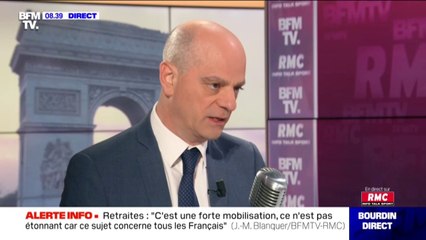 Jean-Michel Blanquer évoque "un peu moins de 10% de grévistes" dans l'Éducation nationale ce vendredi