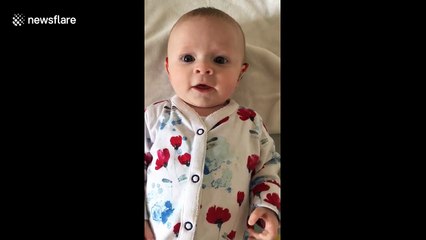Watch adorable deaf baby smile from cheek-to-cheek when hearing aid is switched on
