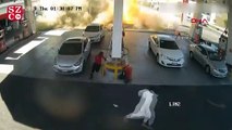 Suudi Arabistan'da akaryakıt istasyonunda patlama anı kamerada