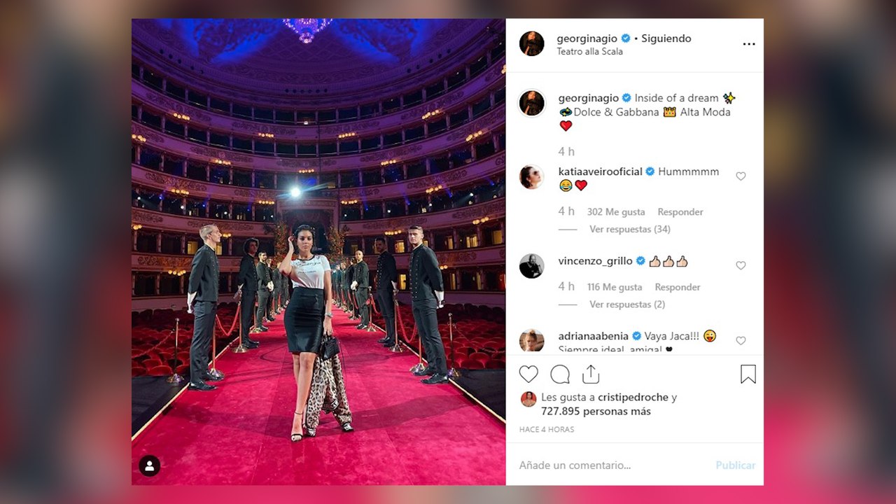 Georgina disfruta del desfile de Dolce & Gabbana de Milán