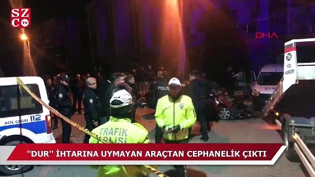 Manisa'da polisin uygulamasından kaçan araçtan cephanelik çıktı