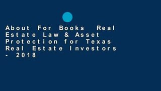 About For Books  Real Estate Law & Asset Protection for Texas Real Estate Investors - 2018