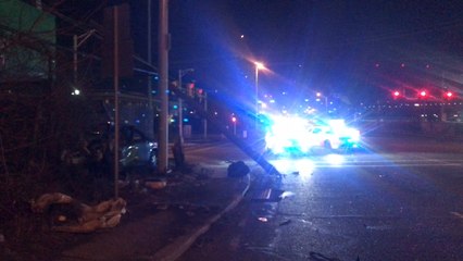 Car Crashes into Pole Causes Major Lane Closures