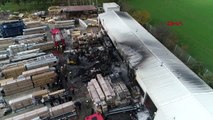 Çatalca'da fabrika yangını havadan görüntü