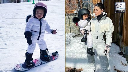 Kylie Takes Adorable Stormi On Her 1st Snowboarding Trip!