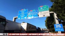 Les routiers bloquent l’autoroute A8 à hauteur d’Aix-en-Provence