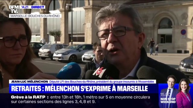 Retraites: Jean-Luc Mélenchon demande aux manifestants d'être très vigilants à exercer une stricte non violence