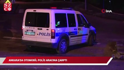 Başkent’te otomobil polis aracına çarptı: 2’si polis 3 yaralı