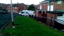 Forensics officers at the scene of a shooting in Horden