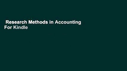 Research Methods in Accounting  For Kindle