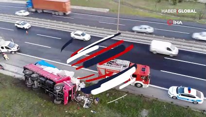 TEM'de TIR kamyona arkadan çarptı: 1 ölü, 1 yaralı