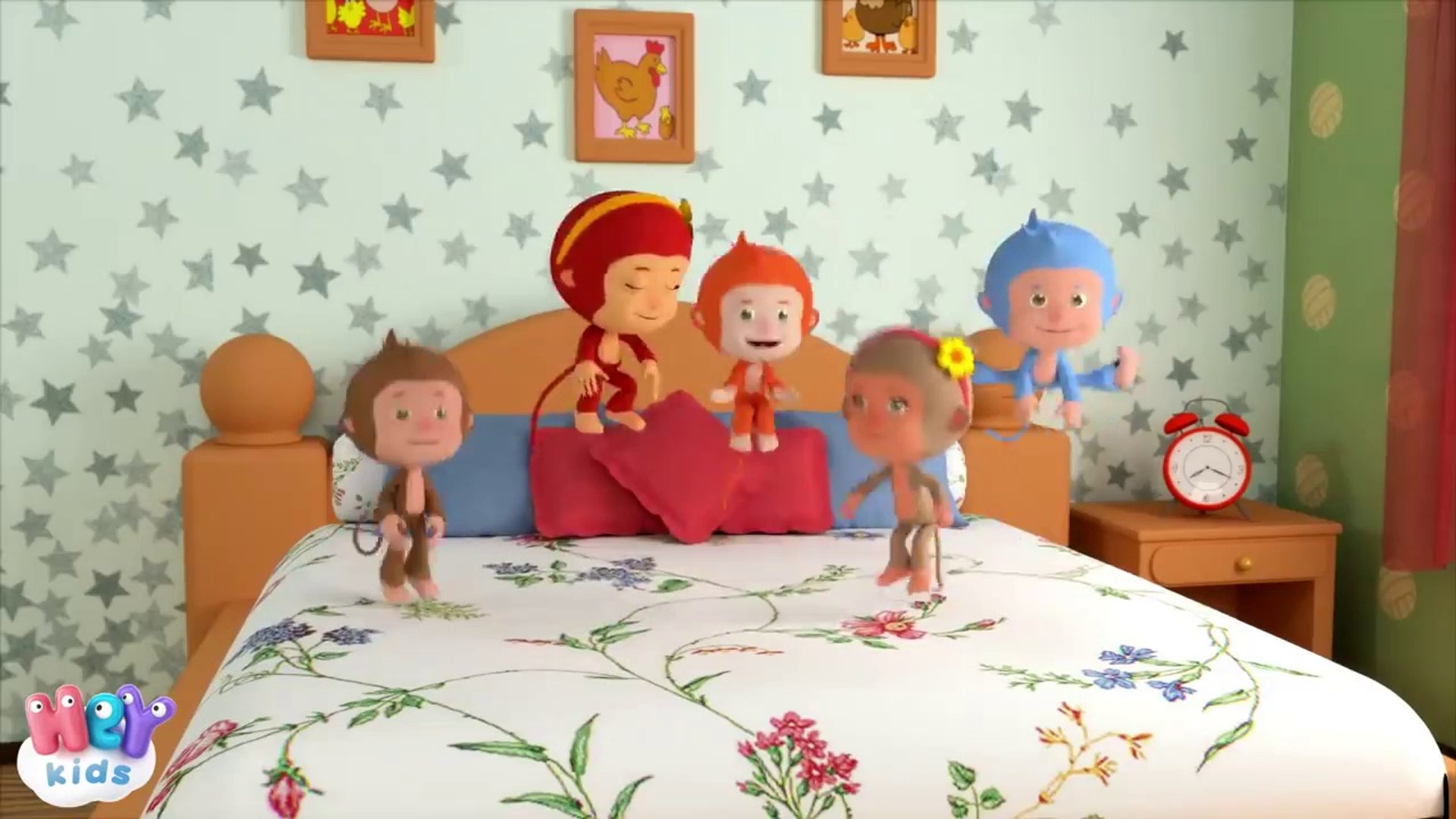 Beş Küçük Maymun Yatakta Zıplamış Çocuk Şarkıları - Dailymotion Video