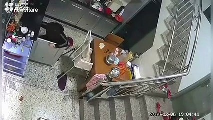 Kitchen explodes seconds after mother and child exit the room in China