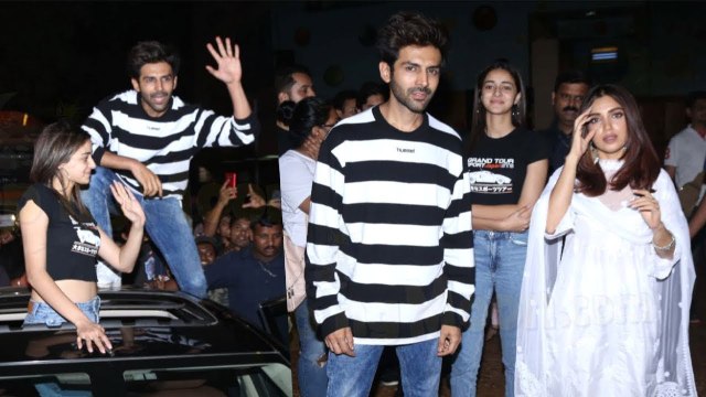 Kartik Aaryan, Ananya Panday & Bhumi Pednekar MEET UP With Fans for Movie Reaction at Gaiety Galaxy