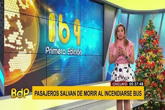 Chiclayo: pasajeros salvan de morir al incendiarse bus por corto circuito