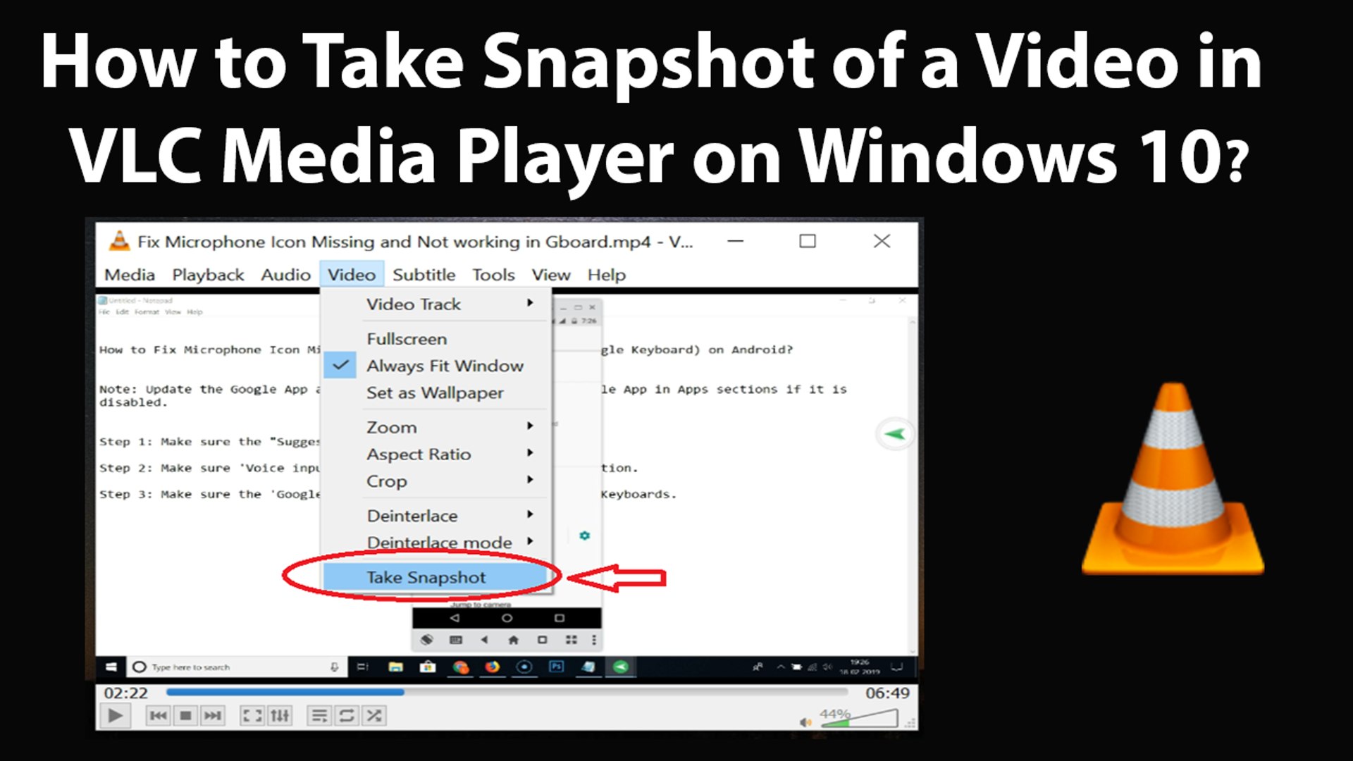 How to Take Snapshot of a Video in VLC Media Player on Windows 10? - video  Dailymotion