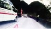 Chinese police officer jumps over wall to escape being crushed by oncoming truck