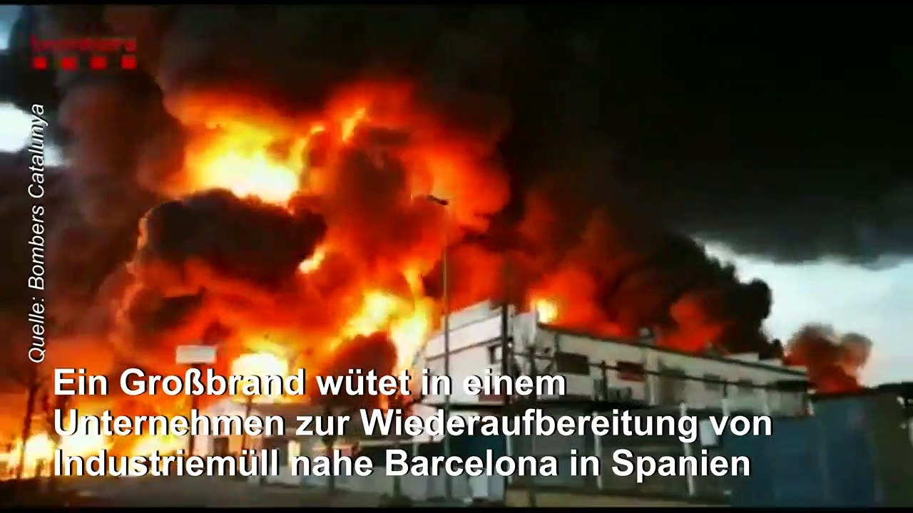 Großbrand in Industriemüllrecyclinganlage bei Barcelona