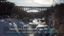Drone mostra cascatas congeladas em Nova York