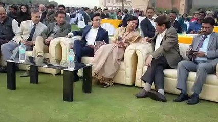 Dhruv Galgotia welcomes vice chancellor Dr Preeti Bajaj at Galgotias