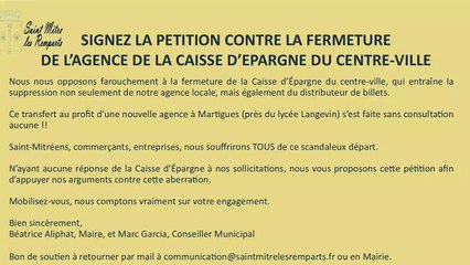 St Mitre lance une pétition contre la fermeture de la Caisse d'épargne