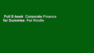Full E-book  Corporate Finance for Dummies  For Kindle