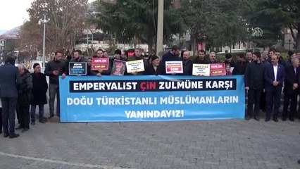 Amasya'da Doğu Türkistan protestosu