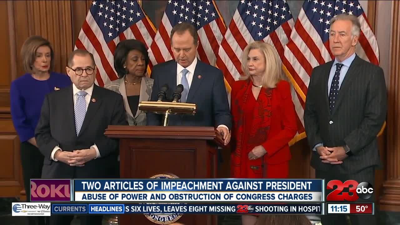 Two articles of impeachment against President Donald Trump