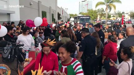 Heartwarming moment LA-area police give back to local children in need