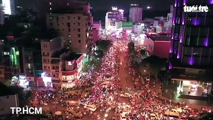 Flycam toàn cảnh ăn mừng Việt Nam chiến thắng Seagame 30 - 2019