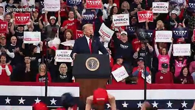 'Our poll numbers have gone through the roof because of her stupid impeachment': Donald Trump addresses crowds at Pennsylvania campaign rally