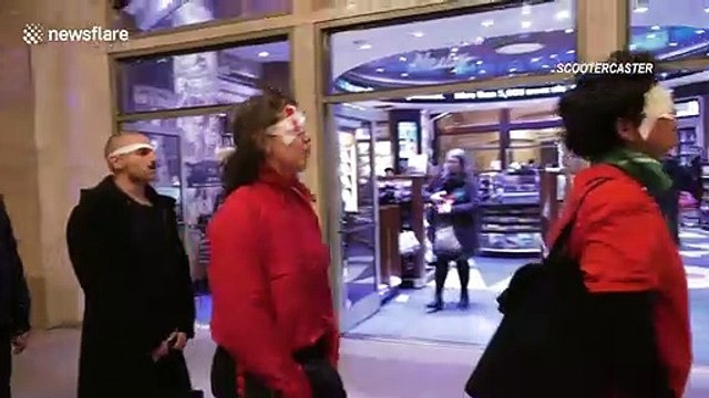 Dozens protest in New York’s Grand Central Station in support of Chile