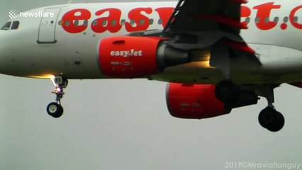 Easyjet flight forced to abort landing at Bristol Airport, UK due to strong winds