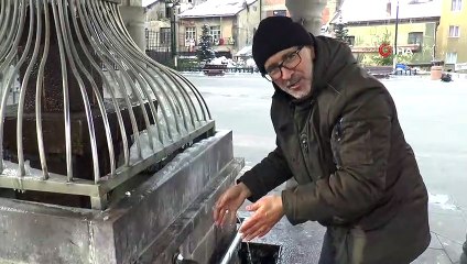 Erzurum’da şadırvanlar buz tuttu, termometreler eksi 15 dereceyi gösterdi