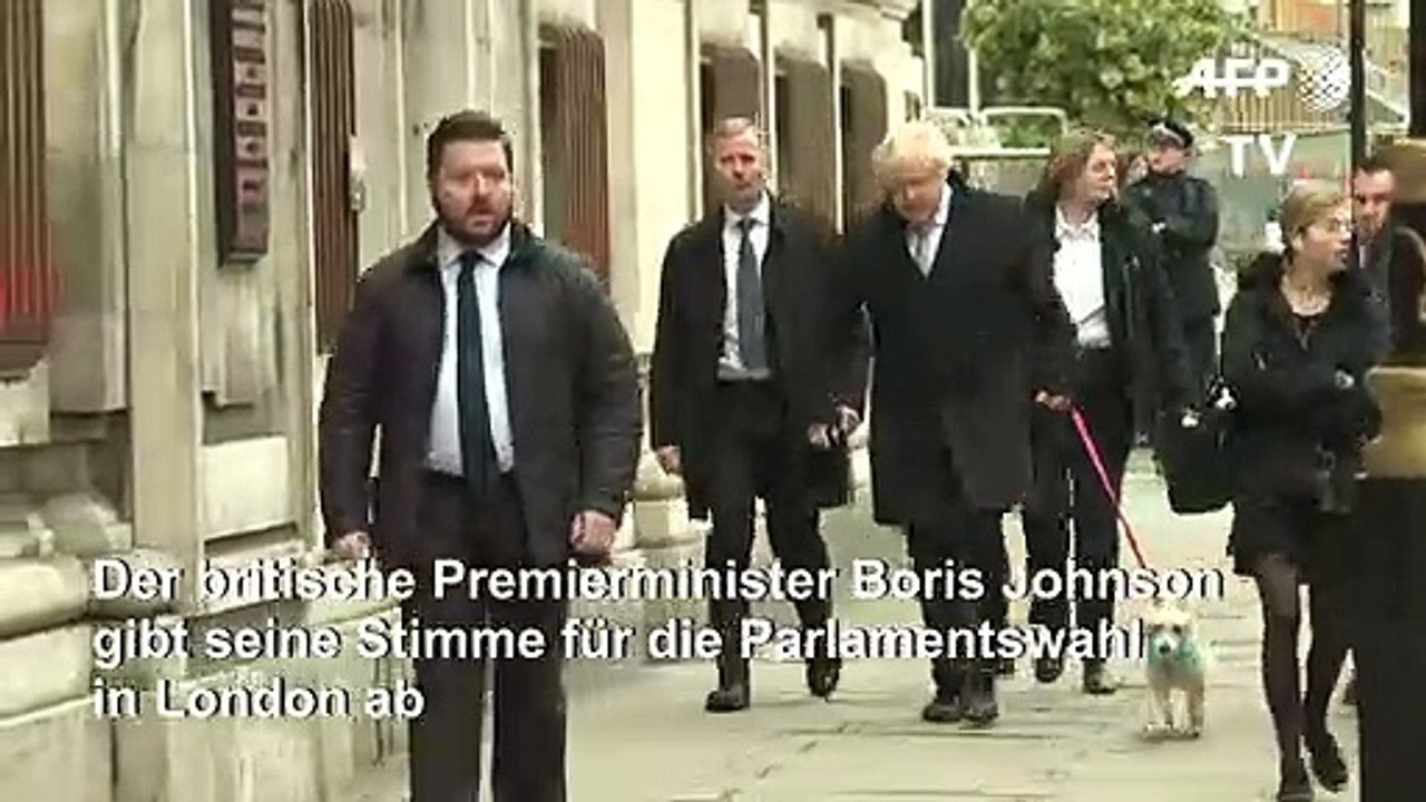 Boris Johnson geht mit seinem Hund wählen