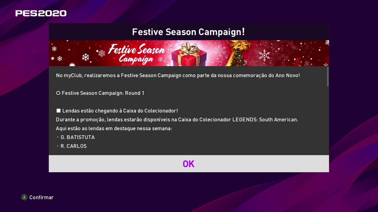 eFootball PES 2020 - Destaques da atualização semanal 12.12, novas lendas e gift